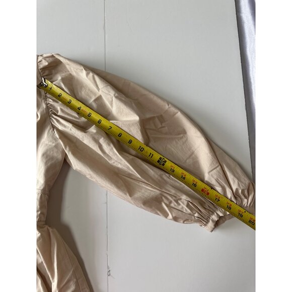 Staud Beige Peplum Blouse With Puff Sleeves & V-Neckline Size S - Picture 8 of 12